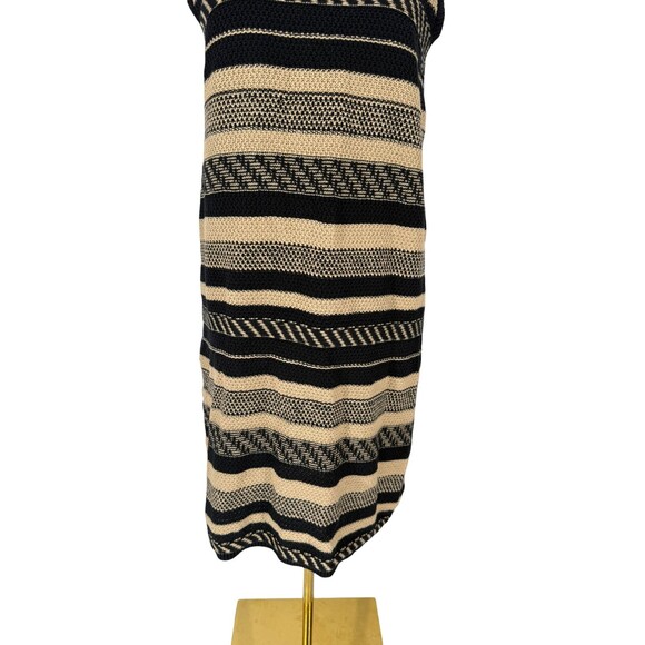 Lauren Ralph Lauren Sweater Dress LG Petite Sleeveless Striped Tan Black Label - Picture 4 of 11